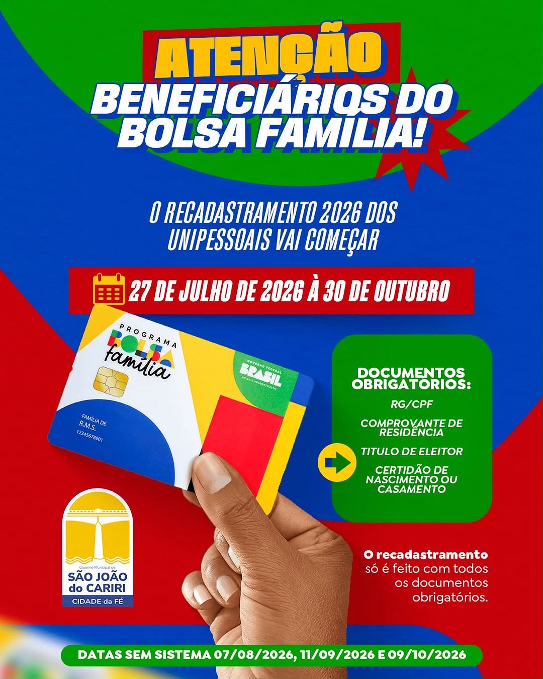 Atenção Beneficiários do Bolsa Família!!!
