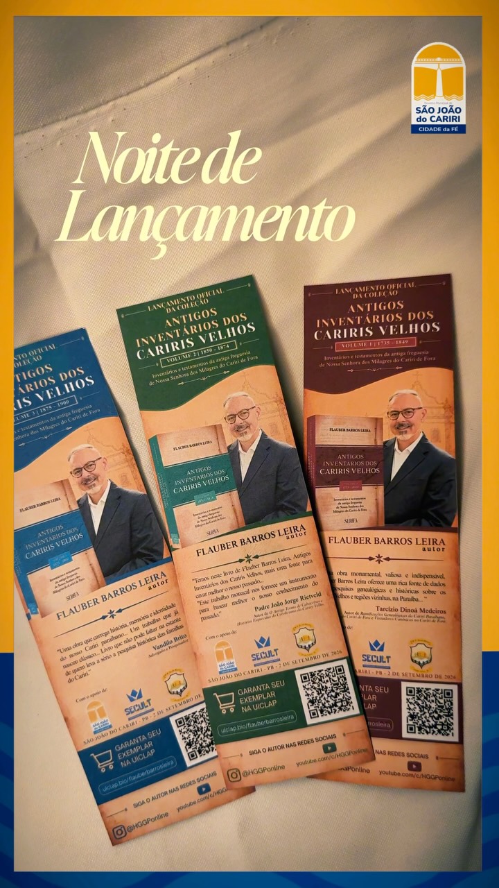 São João do Cariri lança coleção "Antigos Inventários dos Cariris Velhos"