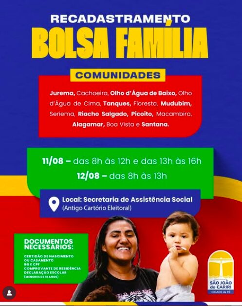 Recadastramento do Bolsa Família em São João do Cariri