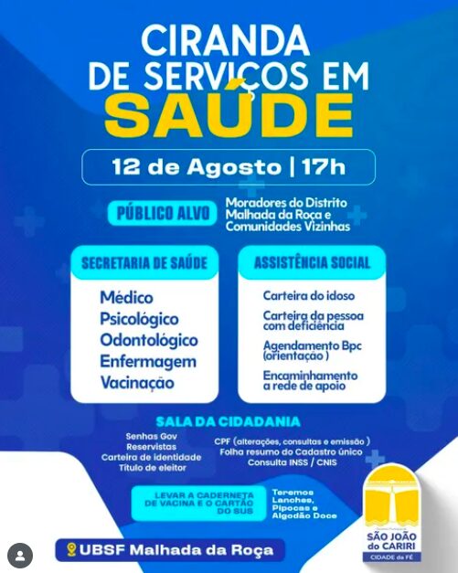 Atenção, moradores do Distrito Malhada da Roça chegou a sua vez!!