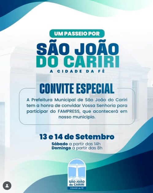 Convite Especial – FAMPRESS em São João do Cariri