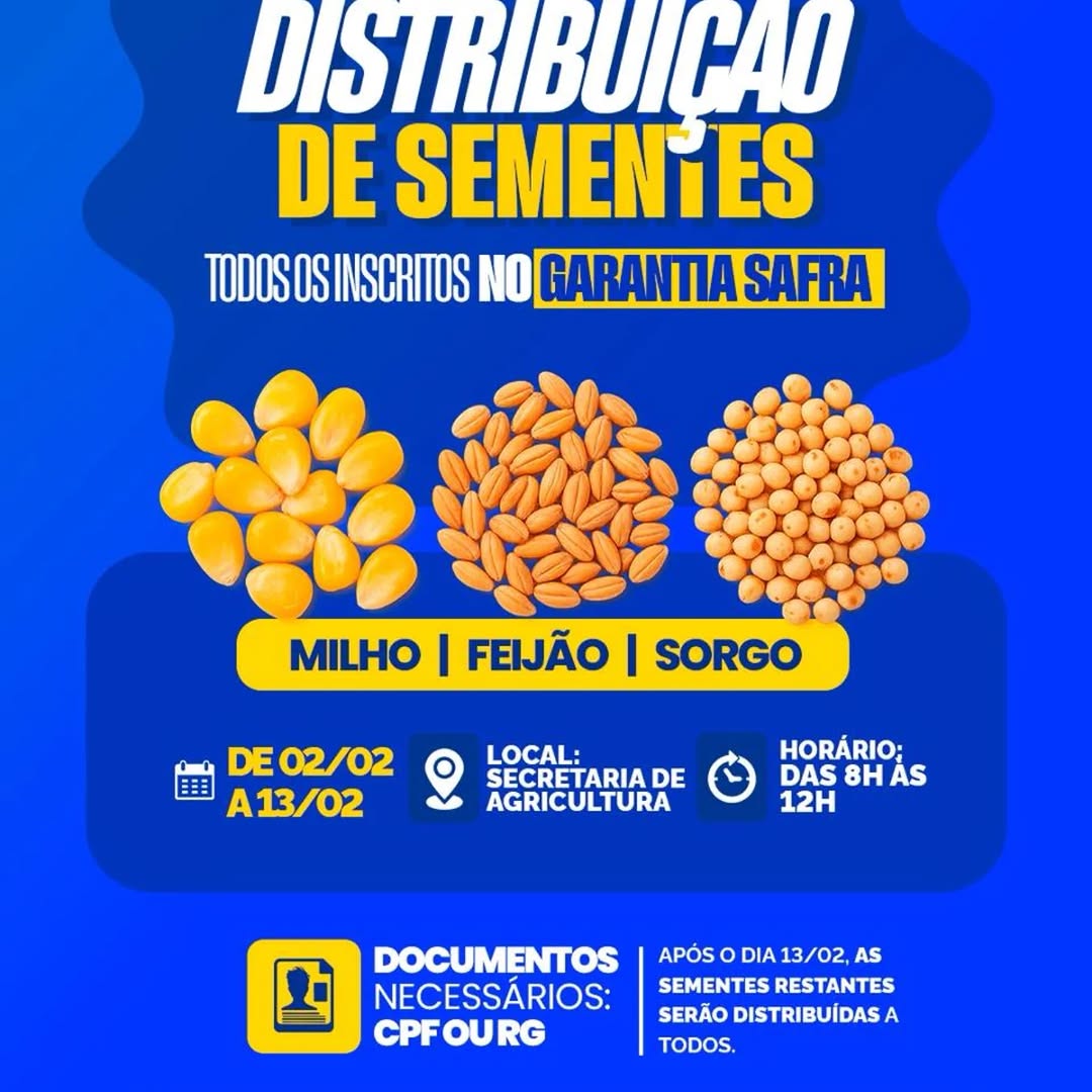 Prefeitura de São João do Cariri inicia distribuição de sementes Garantia Safra