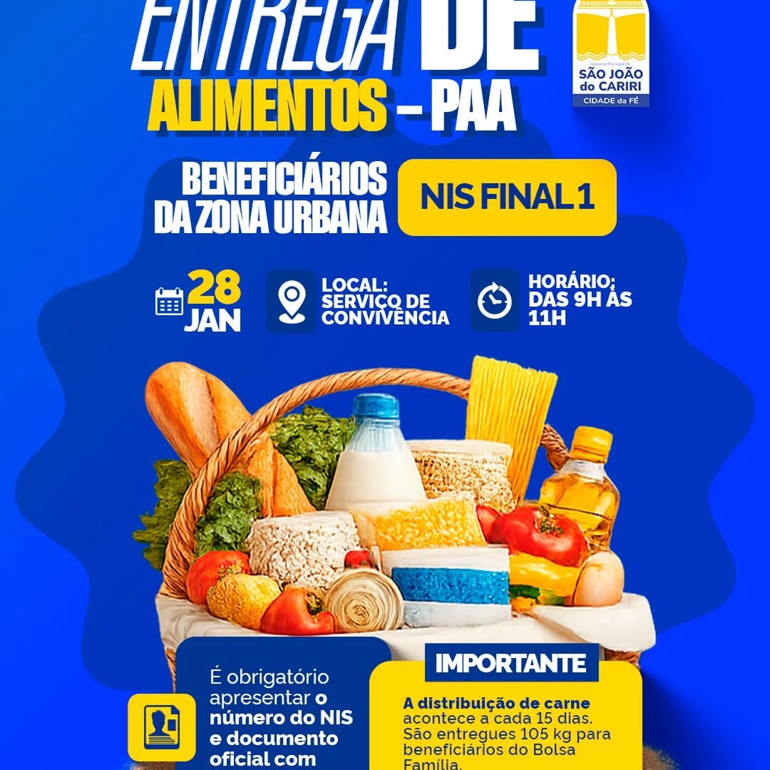 São João do Cariri: PAA entrega alimentos para beneficiários urbanos