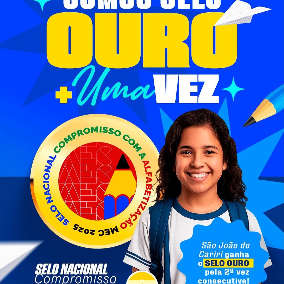 São João do Cariri conquista Selo Ouro de Alfabetização pelo 2º ano consecutivo