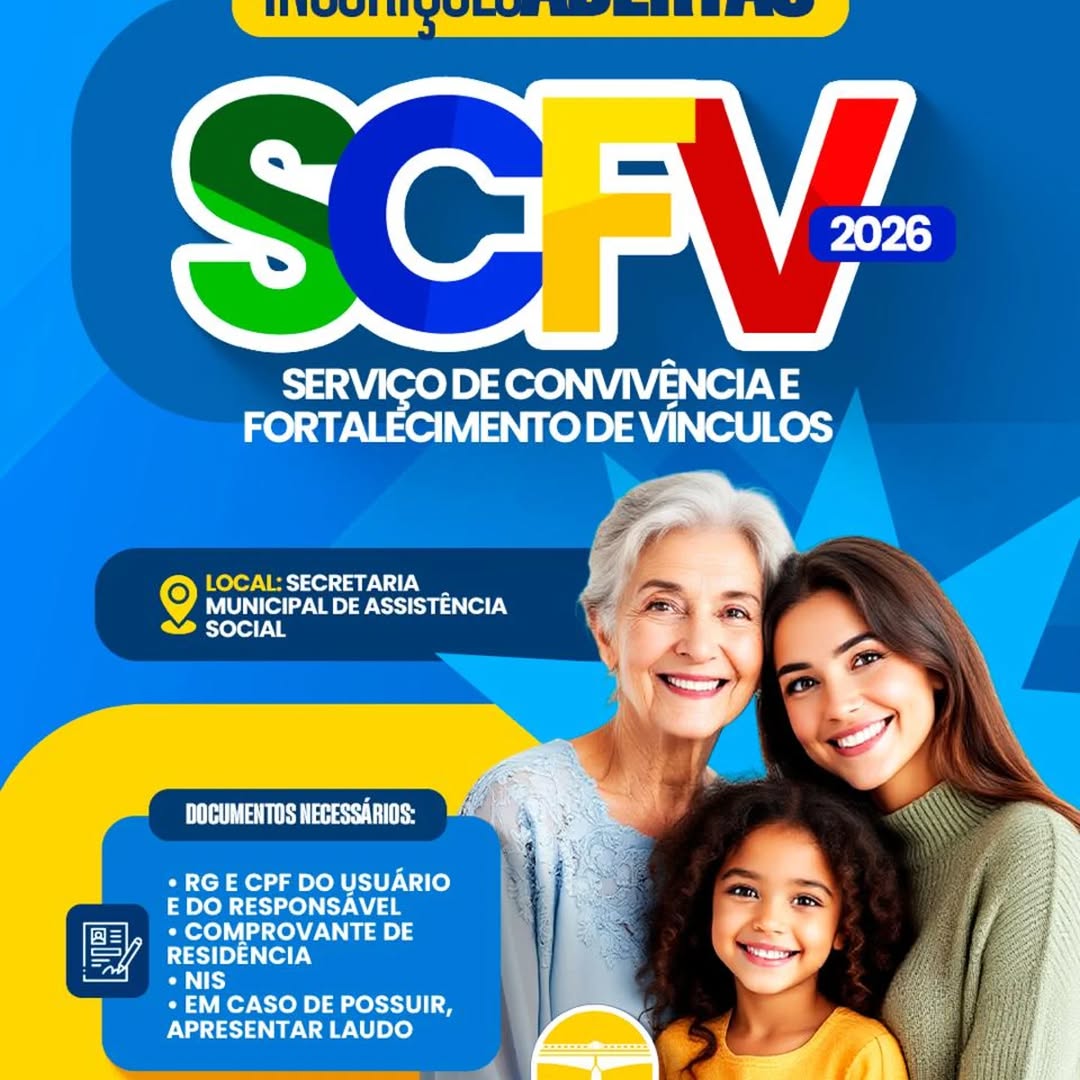 SCFV 2026: Inscrições abertas em Sao Joao do Cariri para fortalecer laços