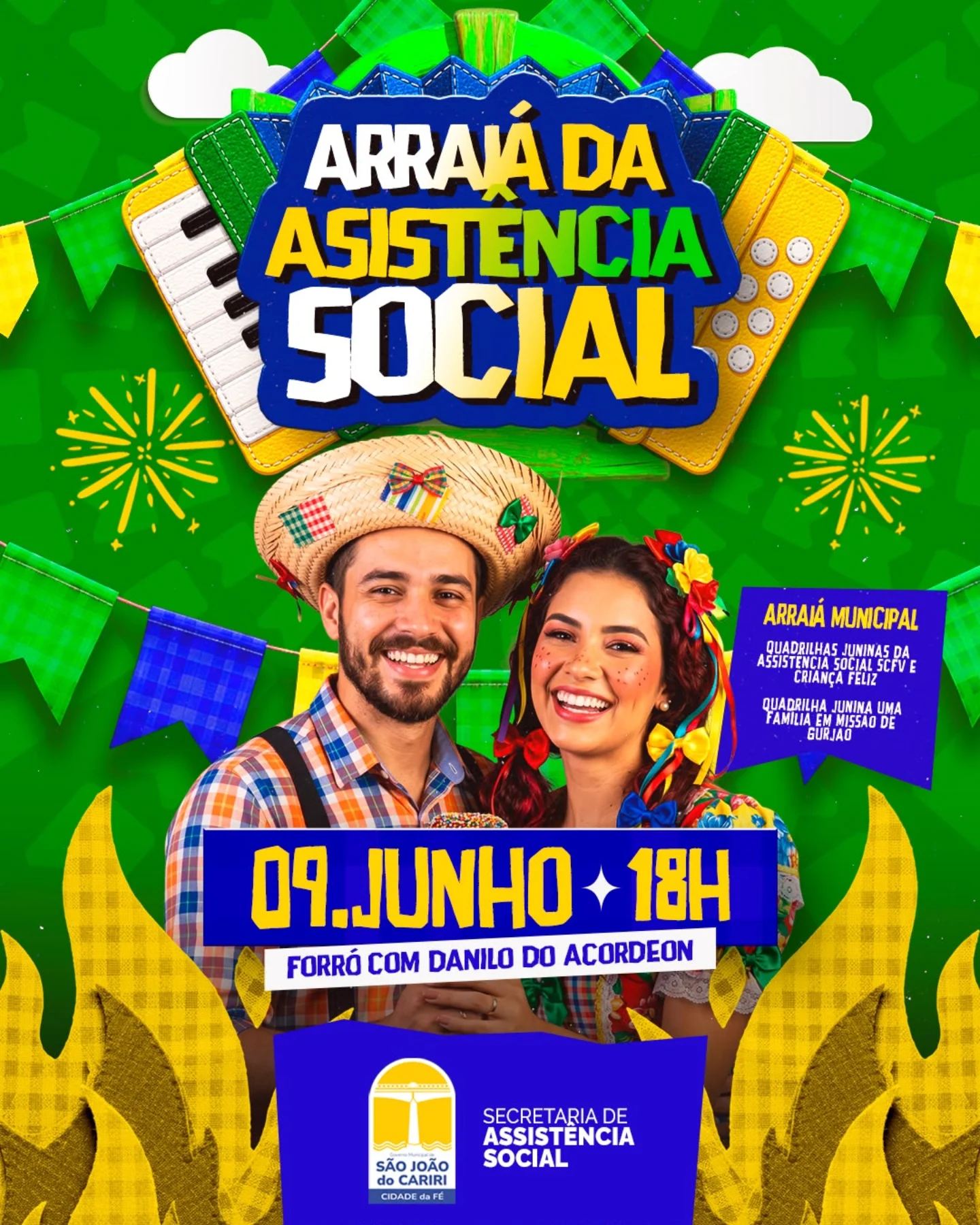 Arraiá da Assistência Social celebra cultura junina no dia 9 de junho